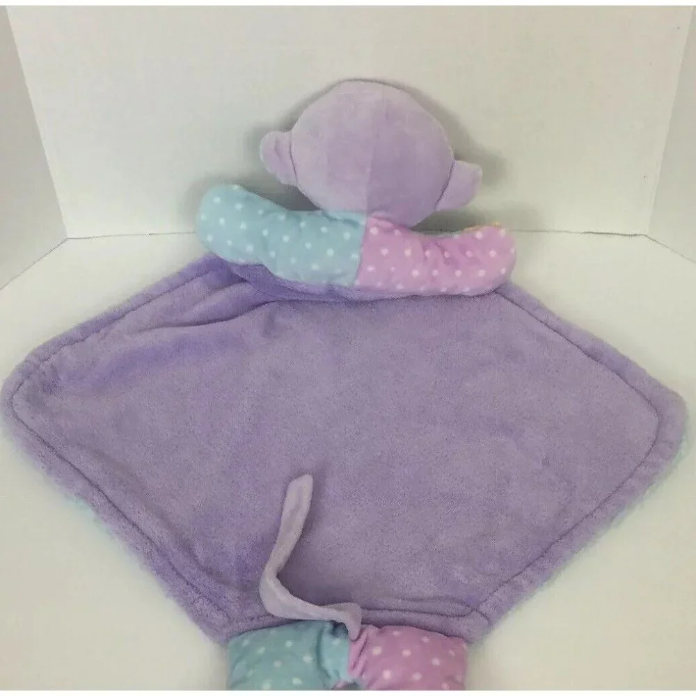 Plush Monkey Lovey Security Blanket Pastel‎ Tail Arms Legs Blue Purple Minky